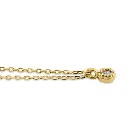 Solid 14K Yellow Gold Small Round Charm Diamond Necklace - Picture 4 of 5